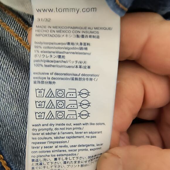 Tommy Hilfiger Jeans Men's Size 31 x 32 Dark Wash Stretch Denim Slim Fit Tapered - Picture 10 of 11